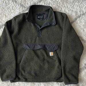 Carhartt Men's Dark Green Fleece Zip Up Sweater